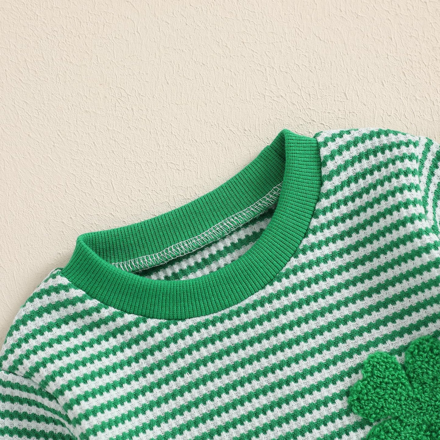 Visgogo Valentine'S Day Baby Sweatshirt Romper Striped Heart/Clover Waffle St.Patrick Day Long Sleeve Irish Onesie Jumpsuits (Gr