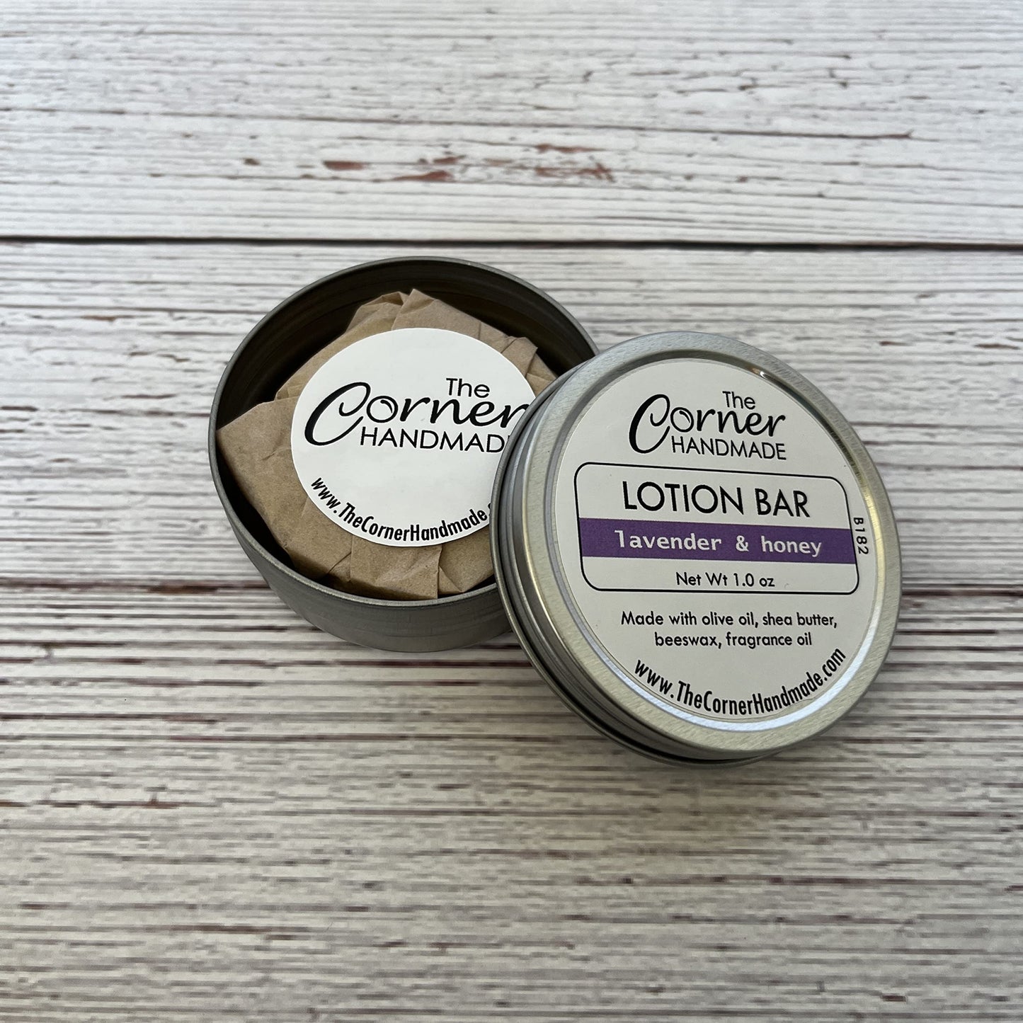 The Corner Handmade Lotion Bar Moisturizer With Beeswax And Shea Butter For Dry Skin, 1 Ounce (Lavender & Honey)