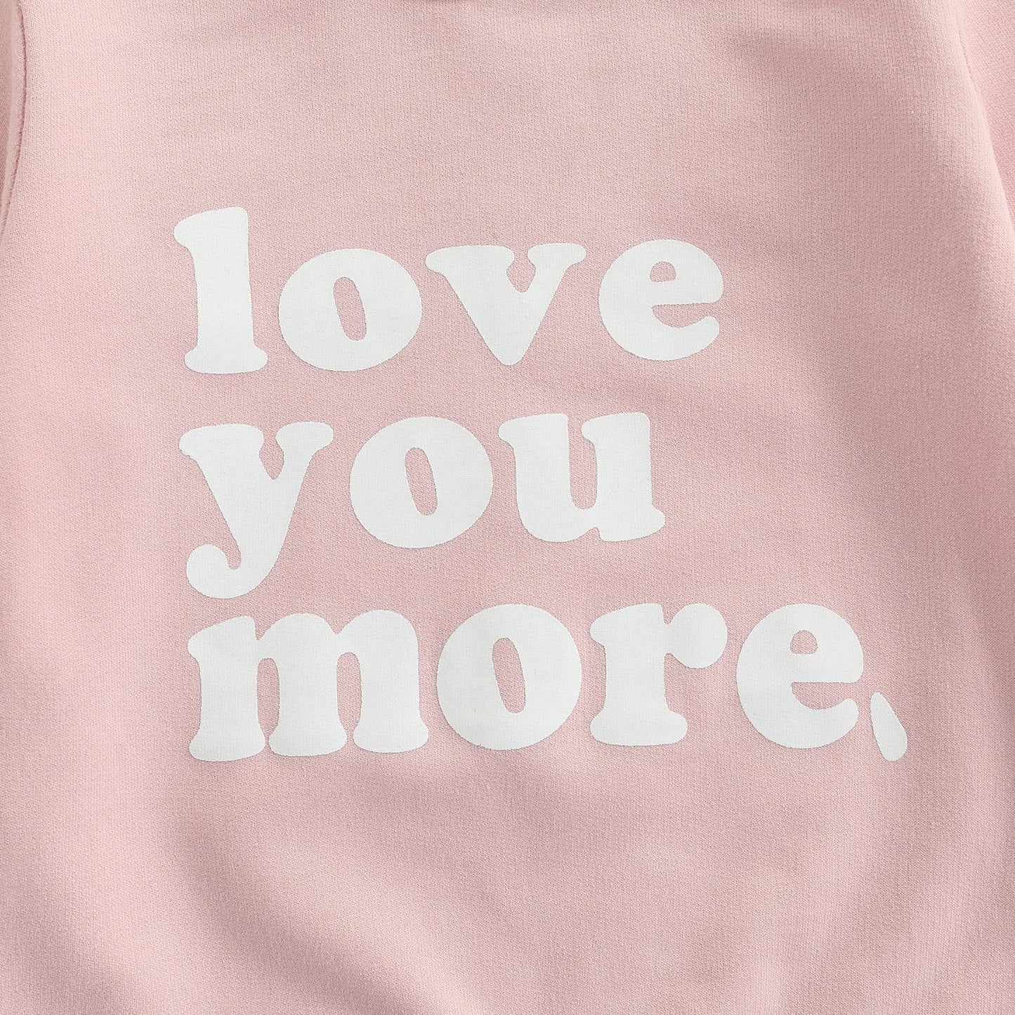 Beqeuewll Baby Girl Valentines Day Outfit Love You More Letter Crewneck Sweatshirt Baby Long Sleeve Sweater Tops Spring Clothes