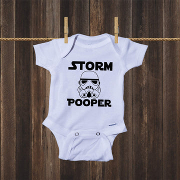 Ink Trendz Storm Pooper Trooper Themed Baby Onesie Bodysuit Romper (6-9 Months)