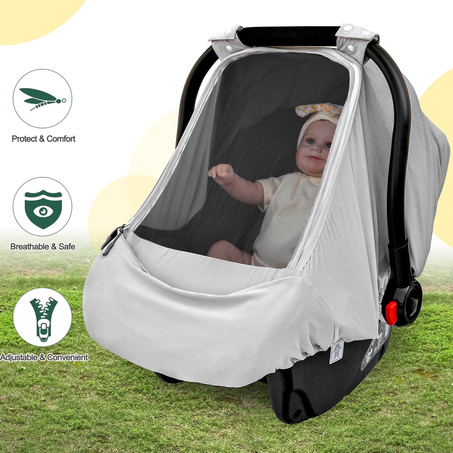 Baby Car Seat Cover,Sunproof Car Seat Canopy For Babies,Baby Boy Car Seat Cover, Baby Girl Car Seat Sun Shade Cover,Infant Carse