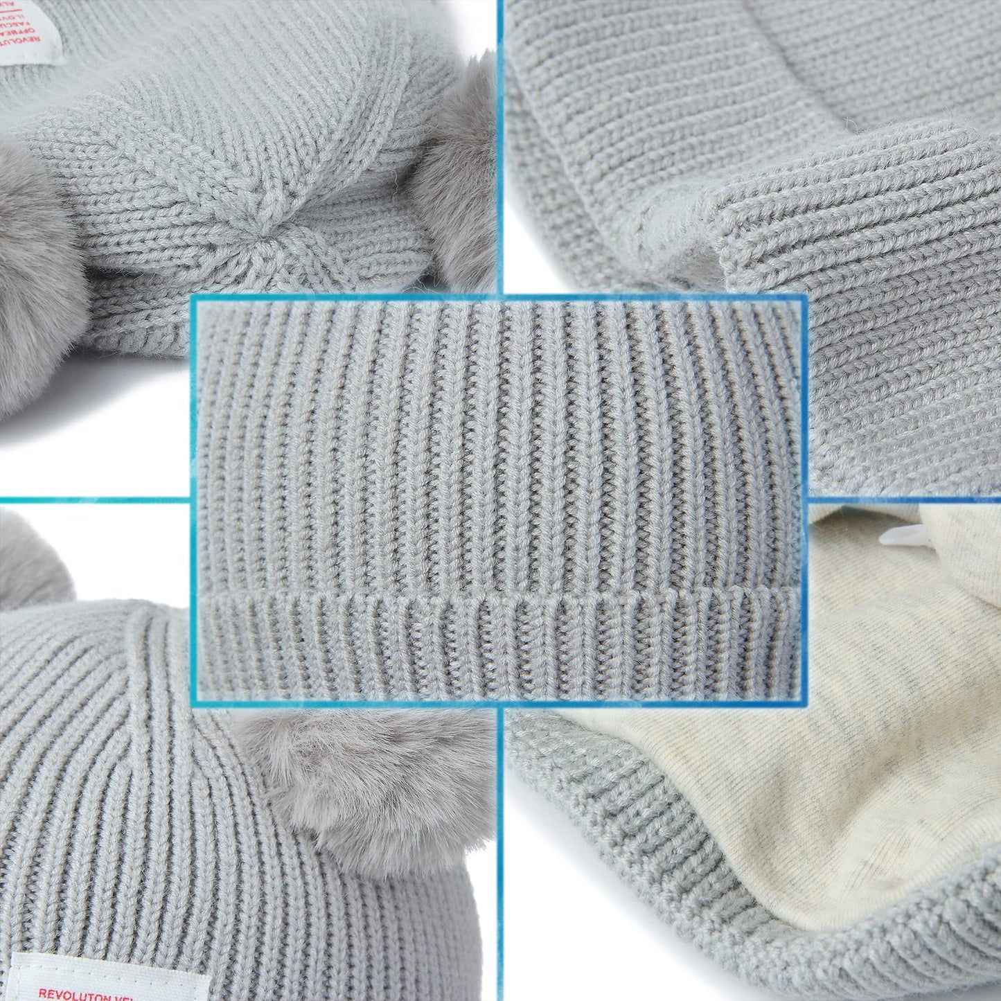 Abronda Christmas Winter Baby Hats Soft Warm Infant Knitted Pom Pom Beanie Bear Hats For Toddler Boys Girls - Grey