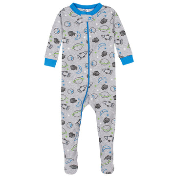 Gerber Baby Boys 4-Pack Footed Pajamas, Dinosaurs Space Grey, 4T