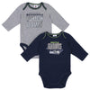 Gerber Unisex Baby Nfl (Pack Of 2) Long Sleeve Onesie Bodysuit, Team Color, 18 Months