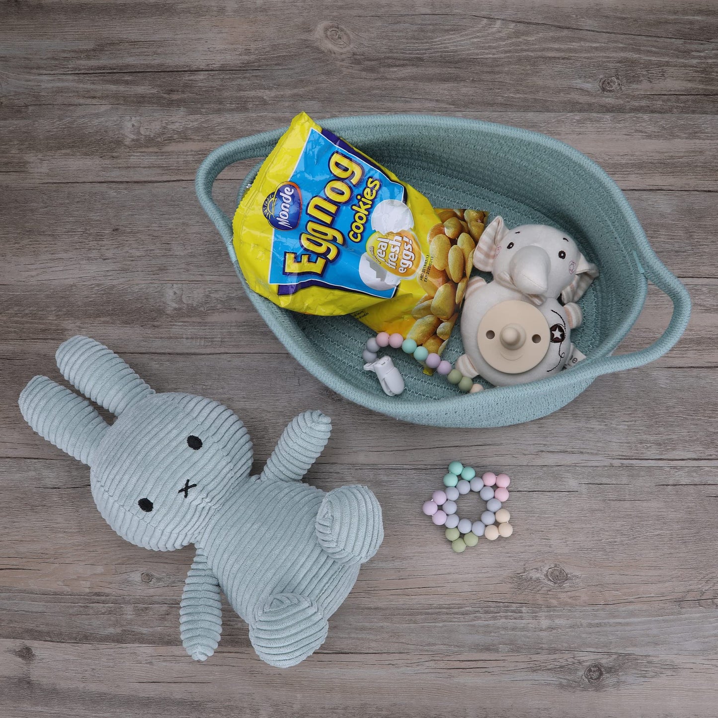 XUANGUO Small Woven Basket Cute Oval Cotton Rope Baby Gifts Baskets with Handle Empty Wicker Storage Baskets For Kids Cat Dog To