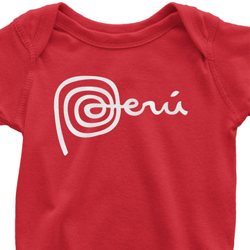 Perucousa Marca Peru One Piece Bodysuit For Babies - Peruvian Baby Clothes (12 Months, Red)