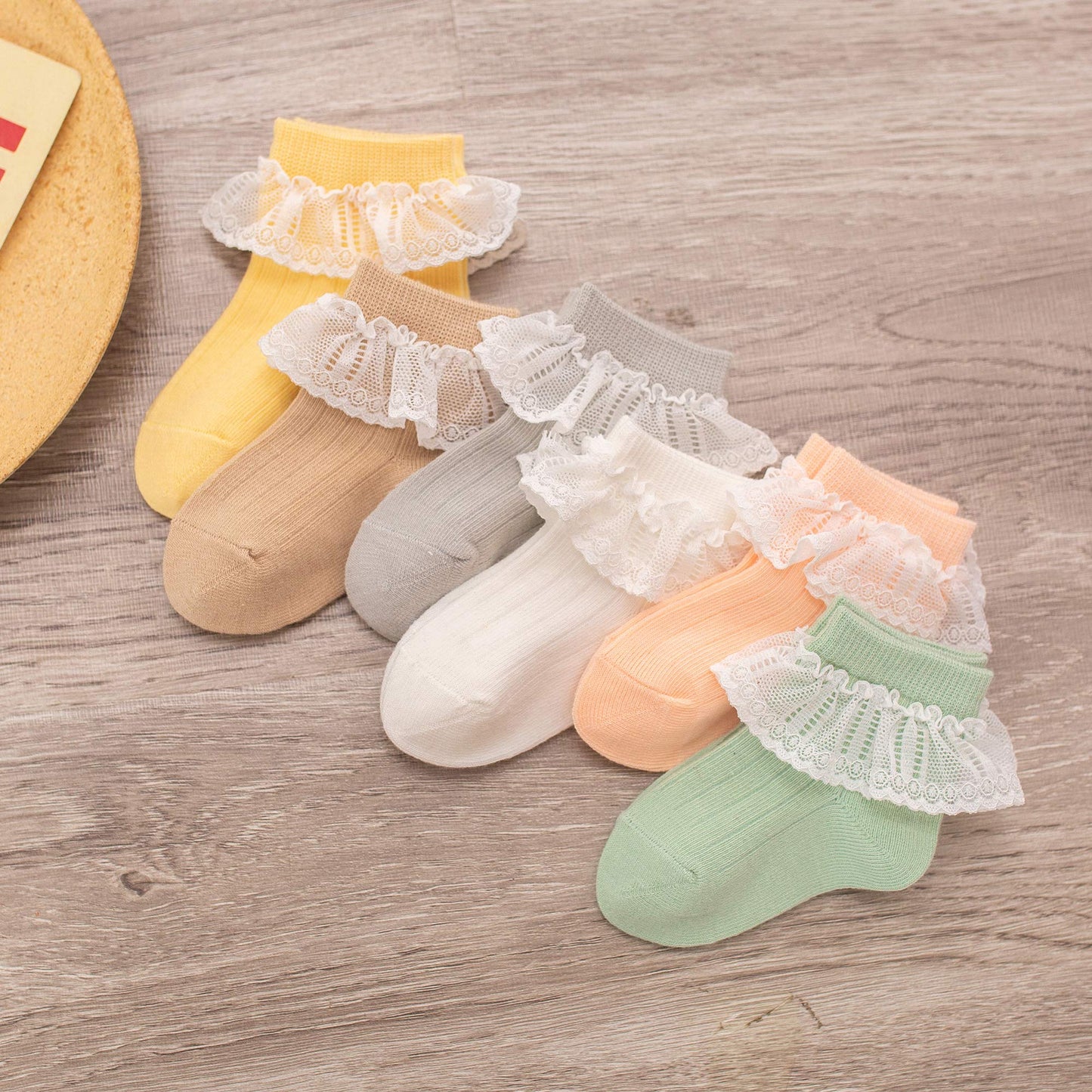 Viniknika 6 Pairs Toddler Baby & Child Girls Ruffle Lace Socks Knit Cotton Socks Newborn Infant Toddler Kids Girls