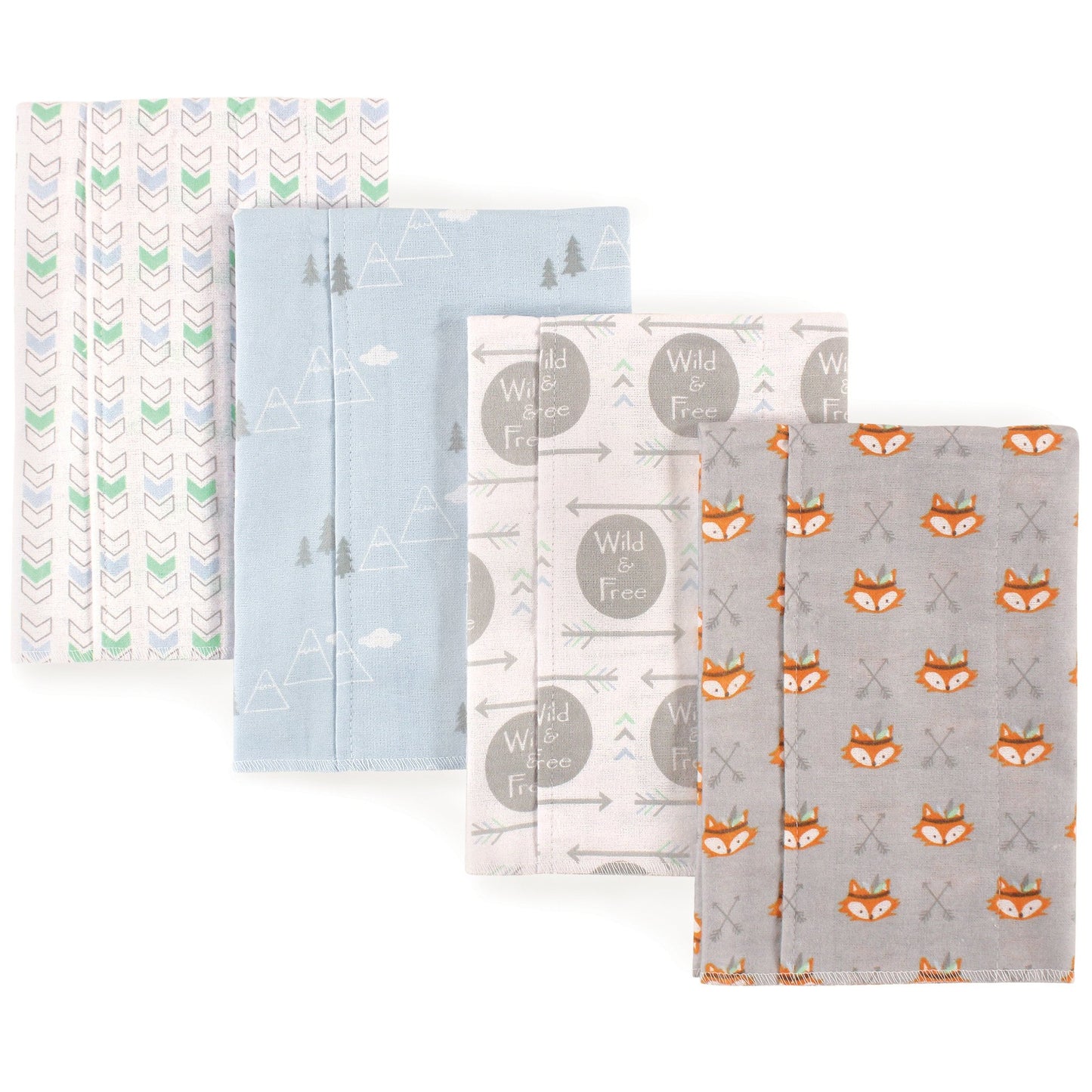 Luvable Friends Unisex Baby Cotton Flannel Burp Cloths, Wild Free, One Size