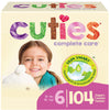 Cuties | Skin Smart, Absorbent & Hypoallergenic Diapers With Flexible & Secure Tabs | Size 6 | 104 Count