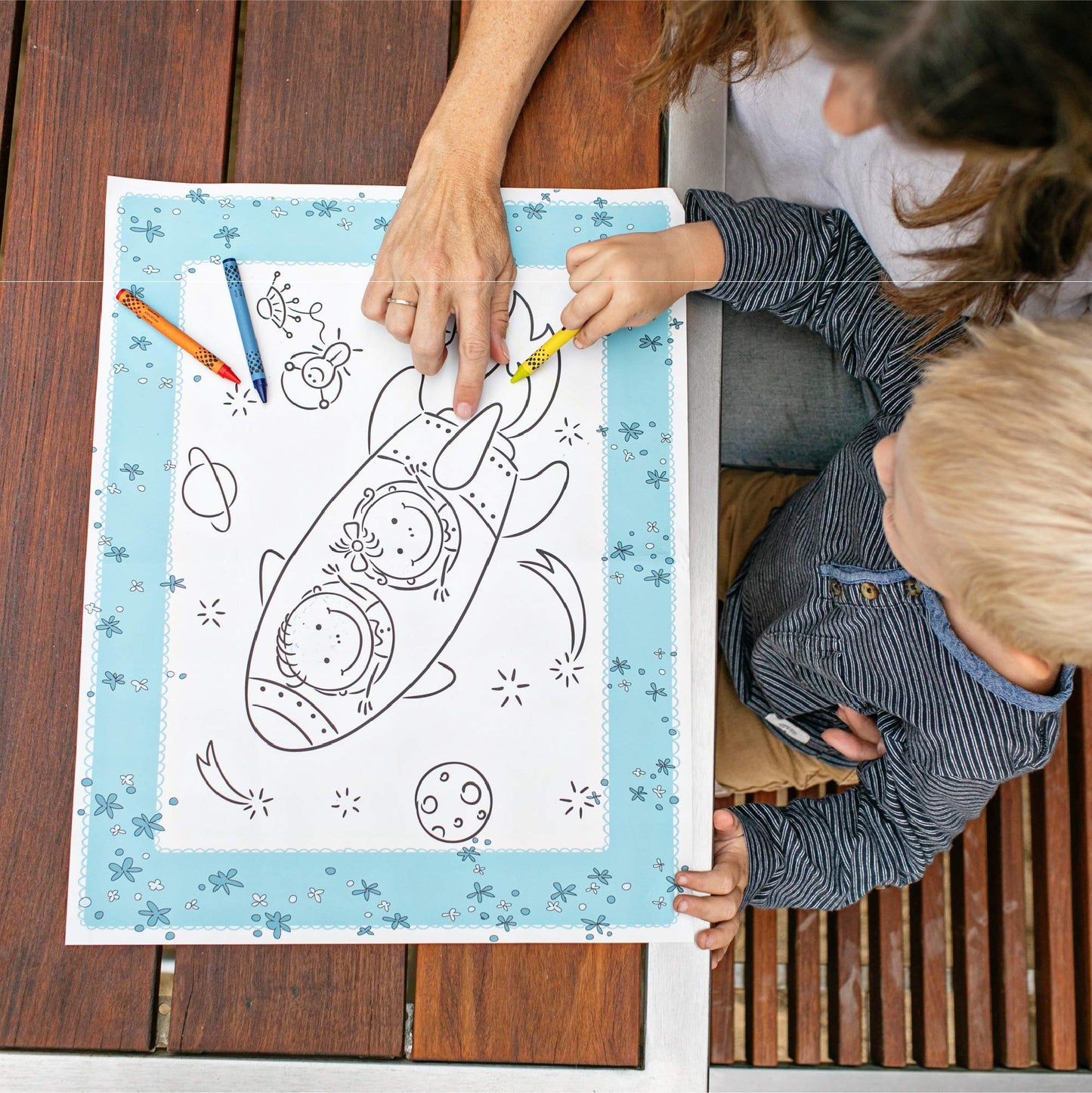 Healthy Habits By J.L. Childress Colorme Disposable Placemats, 24 Pack - Paper Stick-On Placemats With Coloring Fun - Airplane T