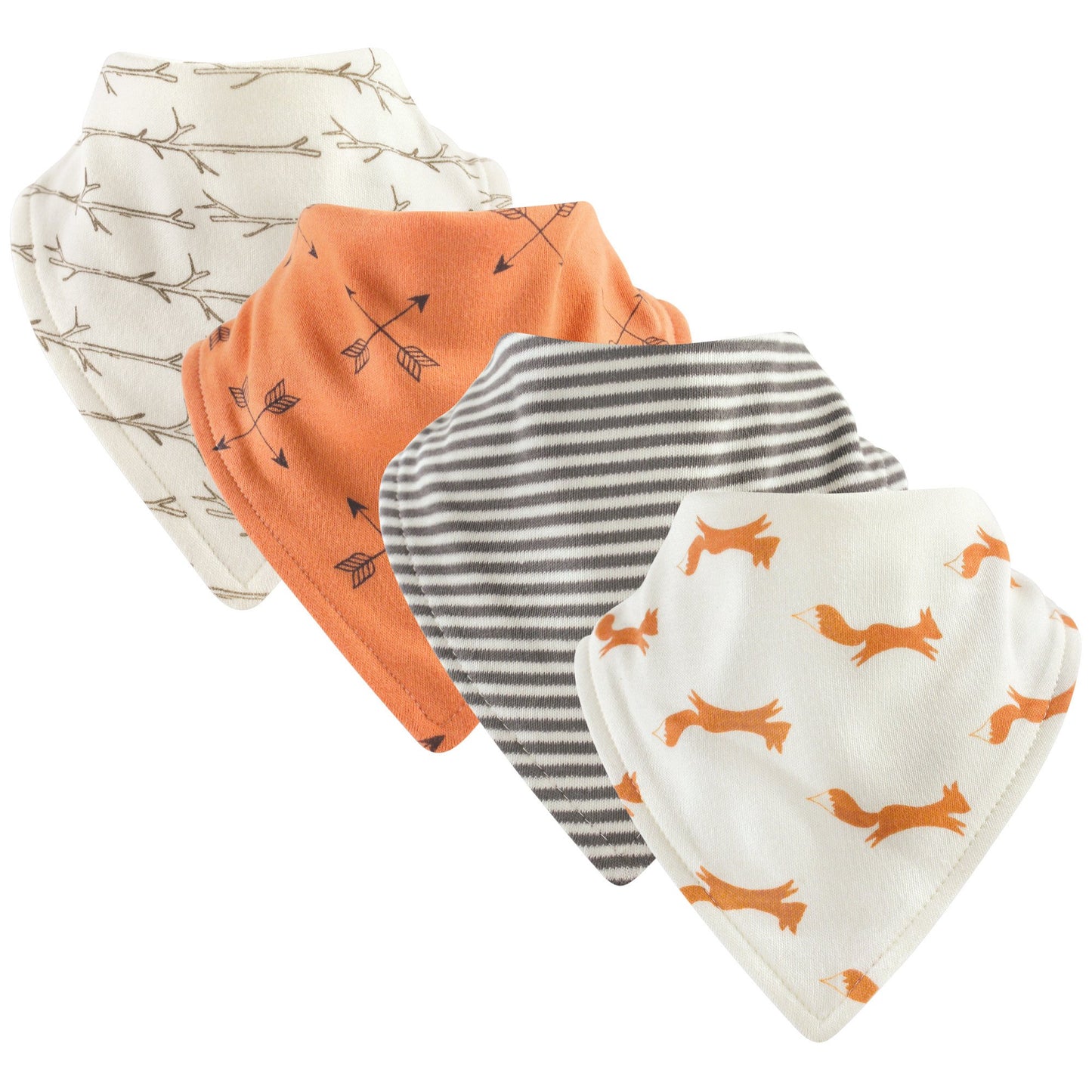 Touched By Nature Unisex Baby Organic Cotton Bandana Bibs, Fox, One Size
