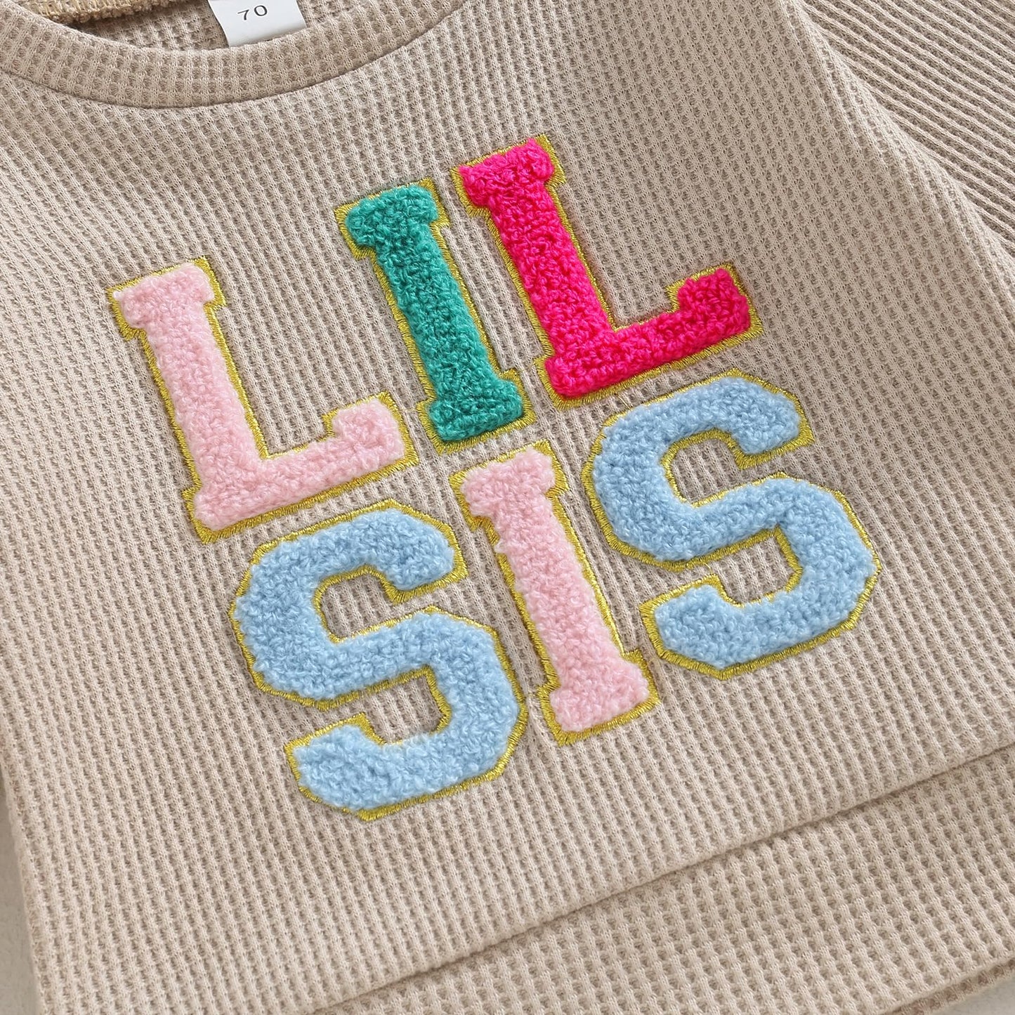 Vchoohce Baby Girl Sister Matching Outfit Long Sleeve Lil/Big Sis Letter Print Sweatshirt Top Pants 2Pcs Fall Winter Clothes(S L