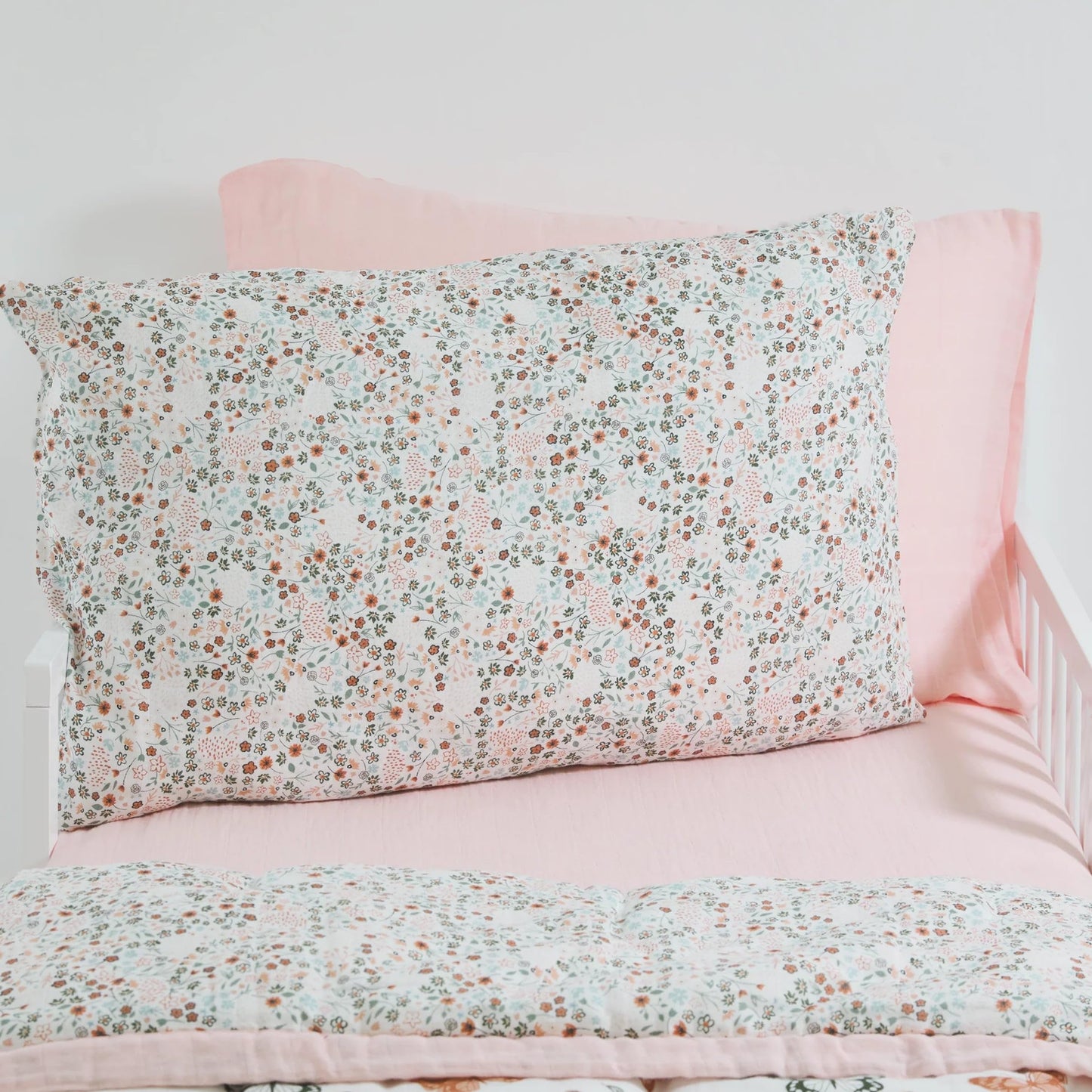 Little Unicorn Standard Pillowcase 2 Pack | Super Soft & Breathable Muslin Fabric | Snug Envelope Closure (Petal Press)