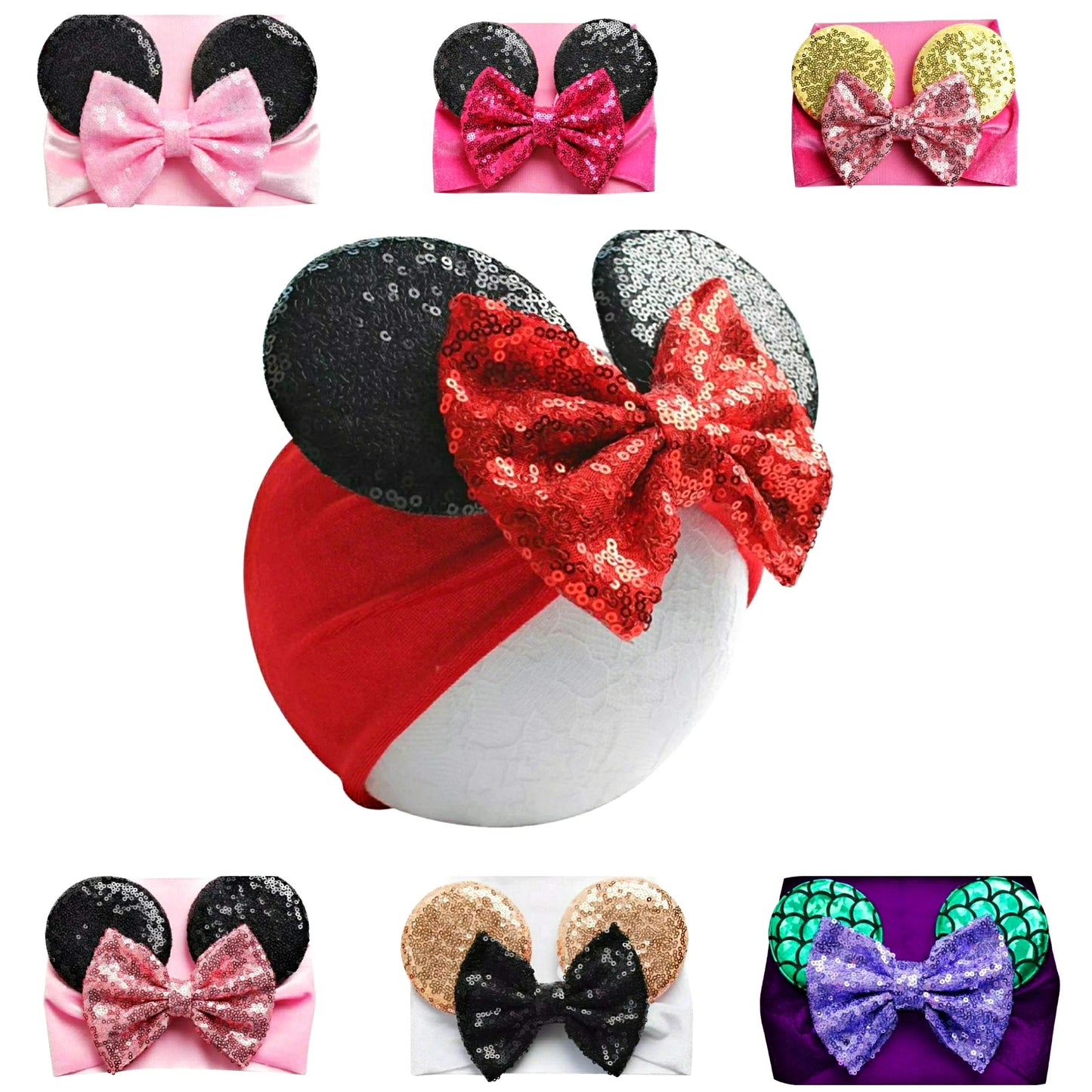 J&J Boutiques Mouse Ears Headband/Headwrap - Toddler, Baby, Kids - Party Supplies - Red