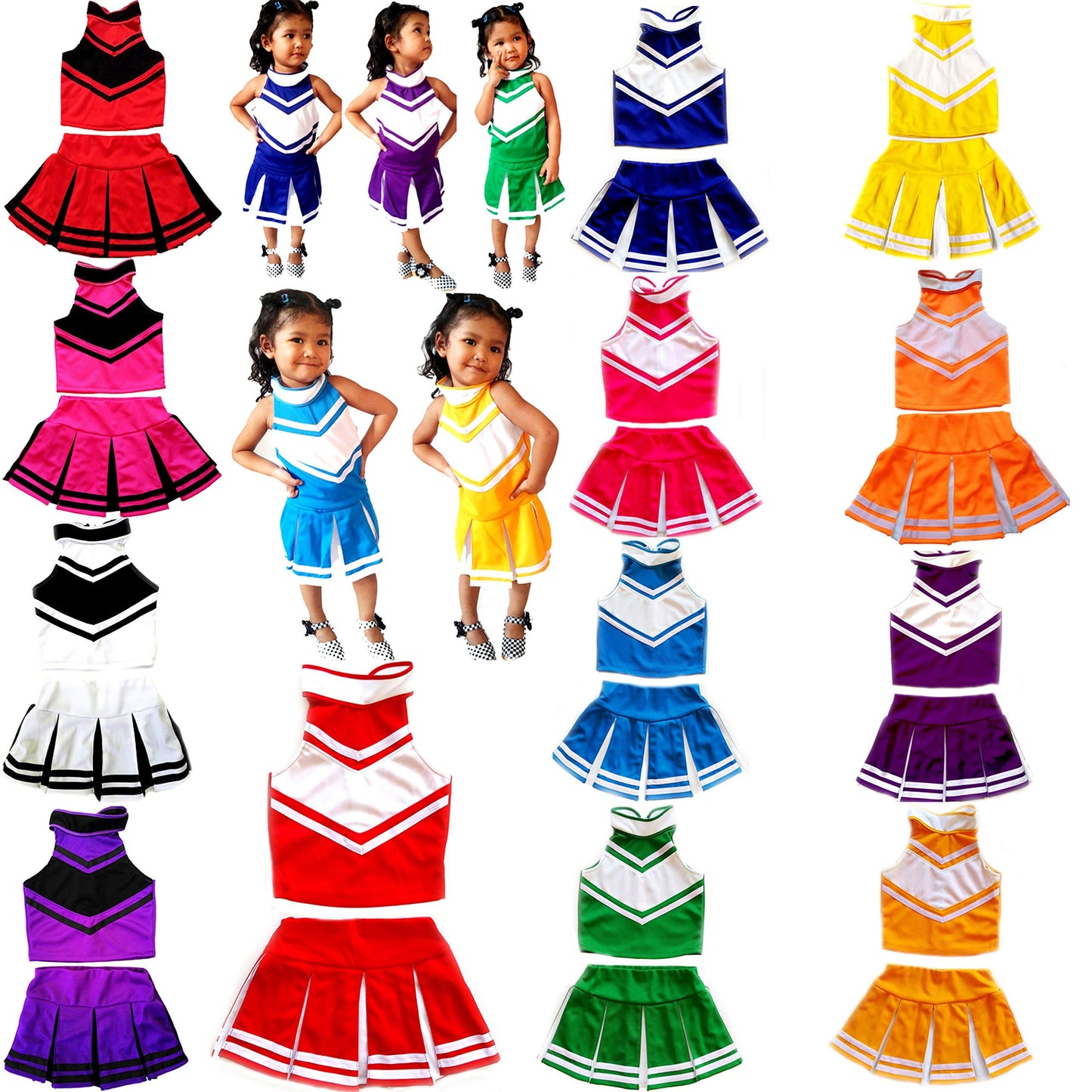 Total 2550 Little Girls' Cheerleader Cheerleading Outfit Uniform Costume Cosplay Green/White (M / 5-8)
