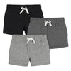 Gerber Baby Boy'S Toddler 3-Pack Pull-On Knit Shorts, Gray & Black, 18 Months
