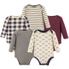 Hudson Baby Unisex Baby Cotton Long-Sleeve Bodysuits, Burgundy Football, 9-12 Months Us