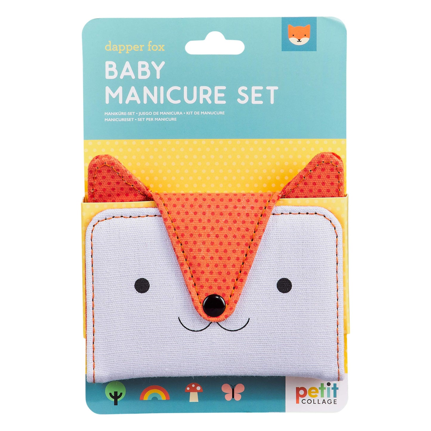 Petit Collage Baby Nail Kit - Includes Baby Nail Clippers, Scissors, And Nail File - Includes A Fox-Shaped Pouch Measures 7    X