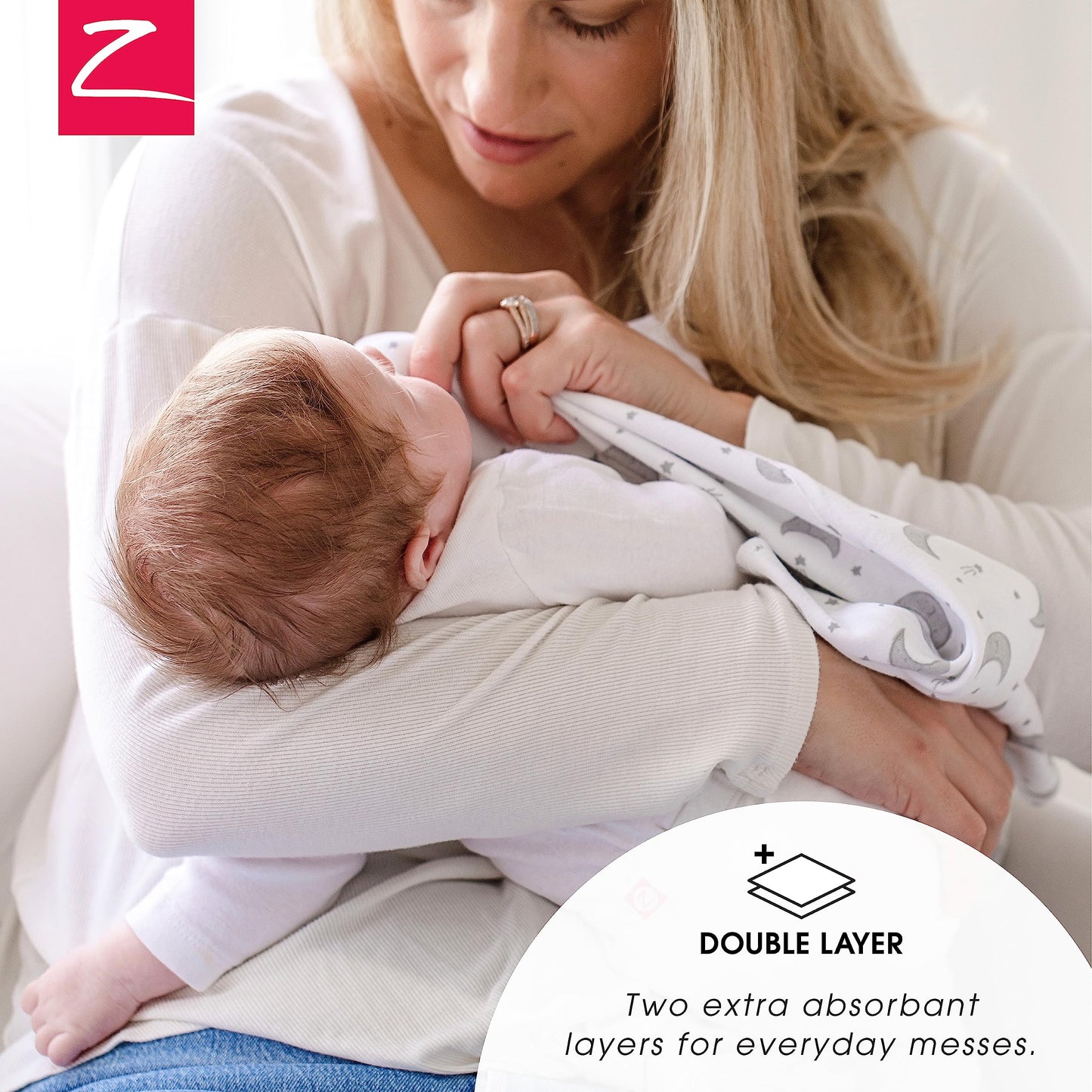 Zutano 5-Pack Organic Burp Cloths For Baby Girl & Boy, Large Cotton Burping Cloths For Babies | Absorbent Baby Spit-Up Rags | Ge