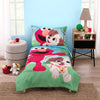Sesame Street Furry Friends Blue, Green And Red Elmo And Puppy 4 Piece Toddler Bed Set - Comforter, Fitted Bottom Sheet, Flat To