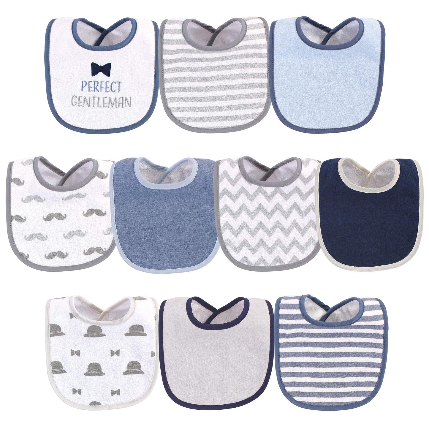 Hudson Baby Unisex Baby Cotton And Polyester Bibs, Perfect Gentleman, One Size