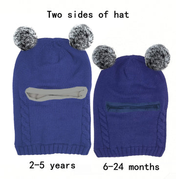 Baby Winter Hat Scarf Mitten Set, Unisex Infant Toddler Kids Hat Scarf (Navy, 6-24 Months)
