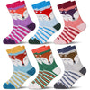 Eocom 6 Pairs Children'S Winter Warm Wool Animal Crew Socks Kids Boys Girls Socks(4-7 Years, Fox)