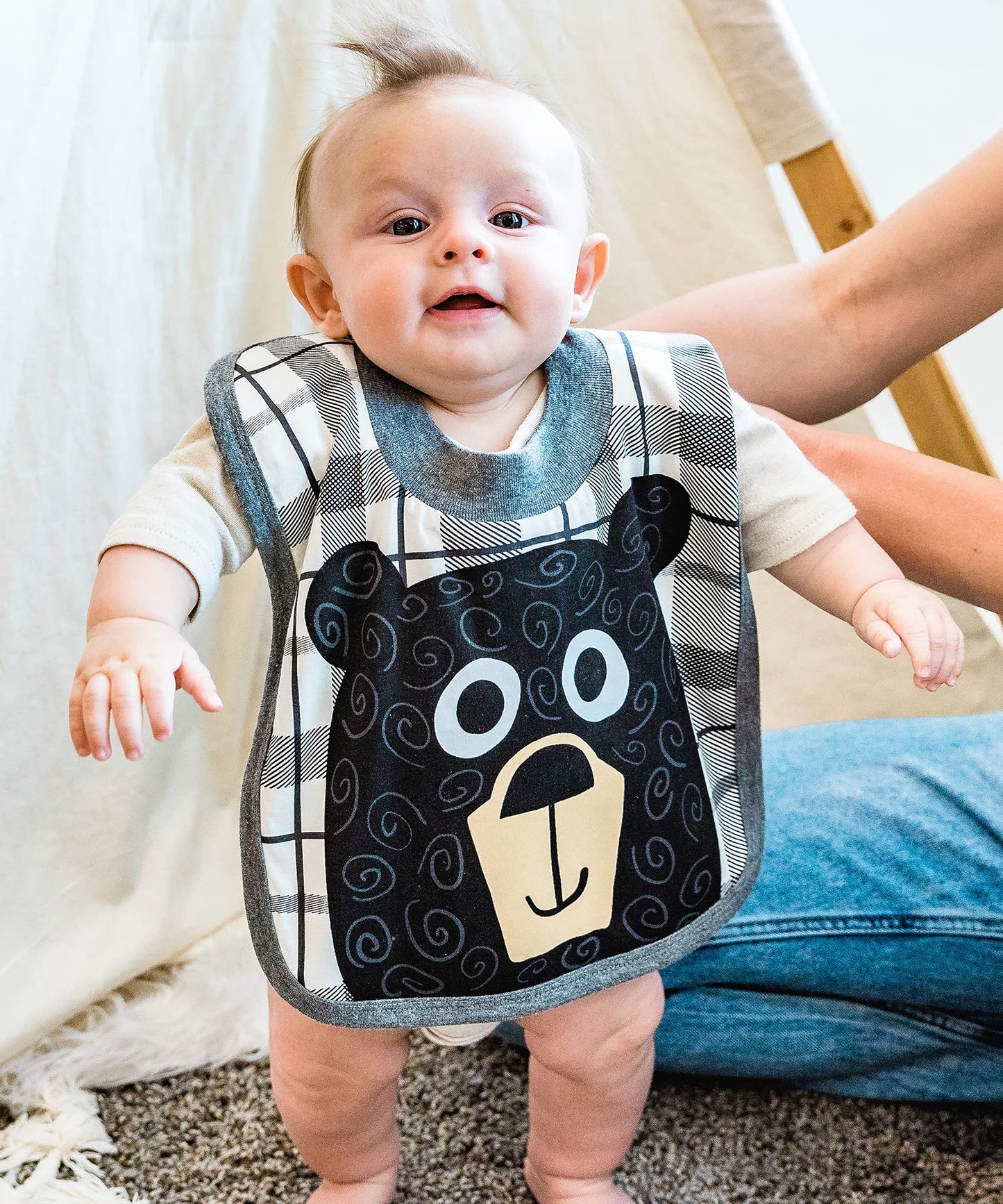 Lazyone Animal-Print Baby Bibs, Infant Bibs, Cute Baby Shower Gifts, One Size, Pack Of 2 (Ranger, Fishing)