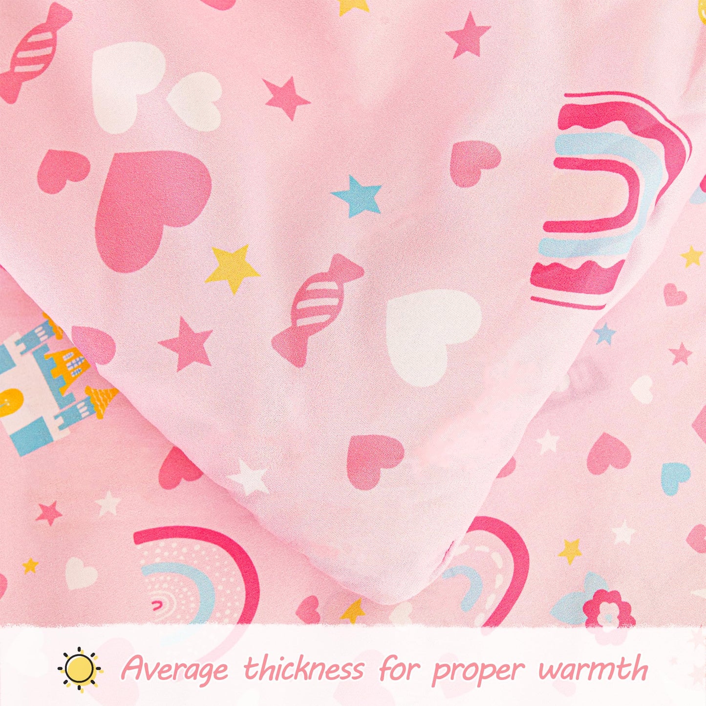 Viviland Castle Princess Toddler Comforter Sets, Cute Girls Toddler Bedding Set, Soft Microfiber Pink Toddler Bed Set