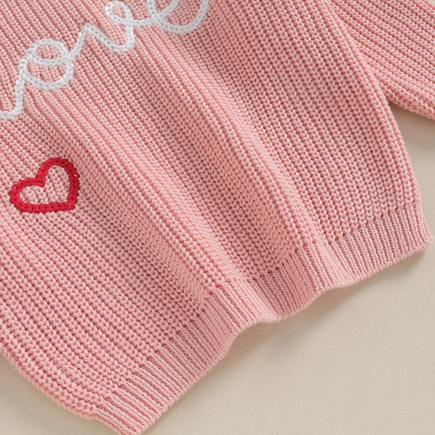 Baby Girl Valentines Day Outfit Love Heart Sweet Long Sleeve Sweater Tshirt Crewneck Tops Fall Winter Clothes (C-Pink, 6-9 Month