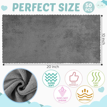 Newwiee 50 Pack Baby Burp Cloths 20''X10'' Absorbent Burping Cloths For Girl Boy Large Baby Rags Towels For Newborn Essential(Gr