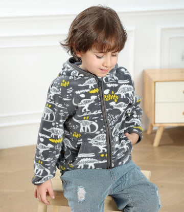 Feidoog Toddler Polar Fleece Jacket Hooded Baby Boys Girls Autumn Winter Long Sleeve Thick Warm Outerwear,Graffiti,1-2T