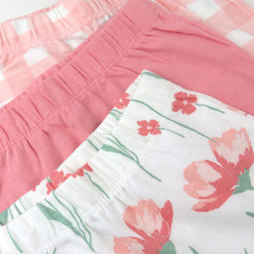 Honestbaby Baby 3-Pack Organic Cotton Footed Harem Pants, Strawberry Pink Floral, Preemie
