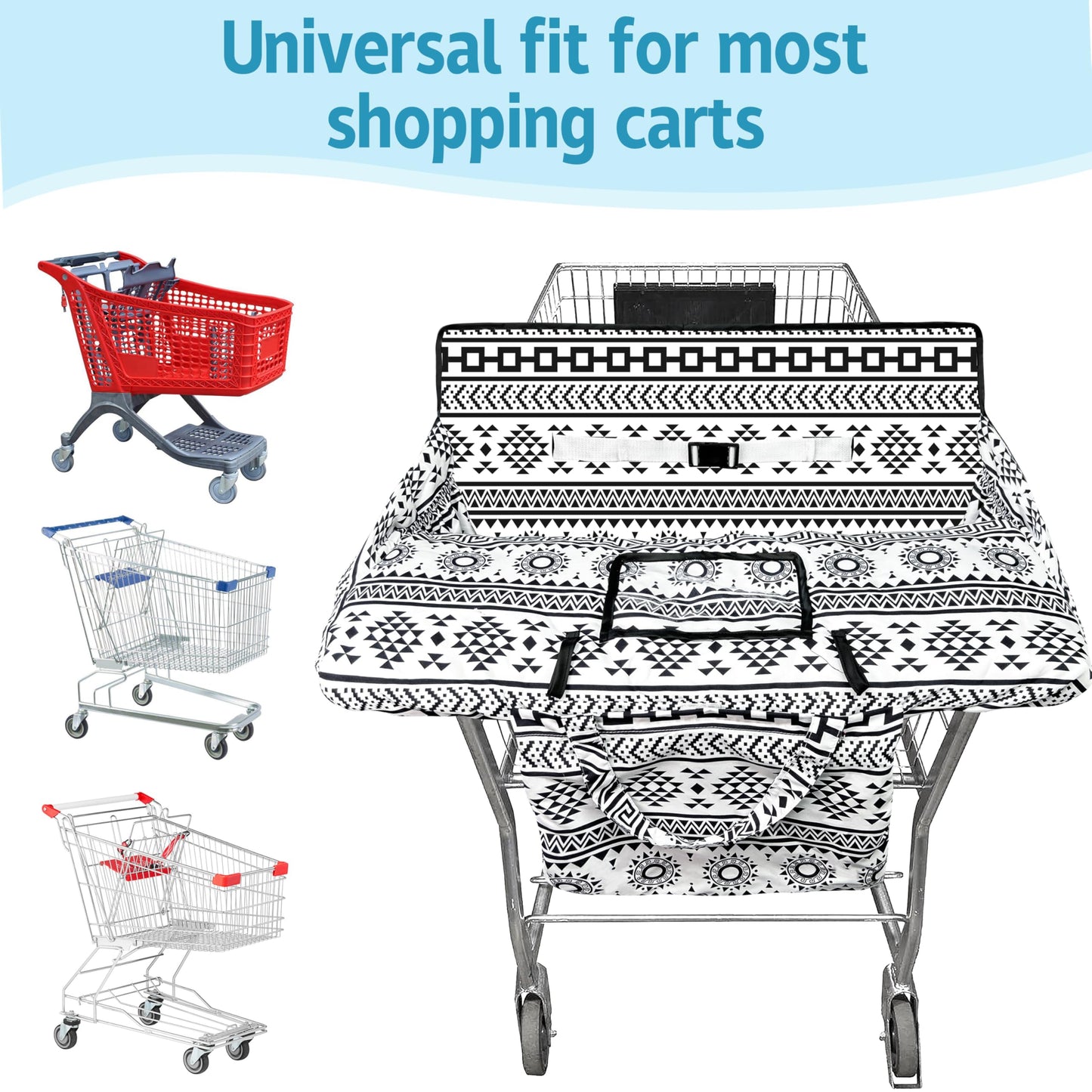 Shopping Cart Cover For Baby,2-In-1 High Chair Cover Soft,Portable, And Machine Washable,Comfortable Cotton Seat Pad With Safety