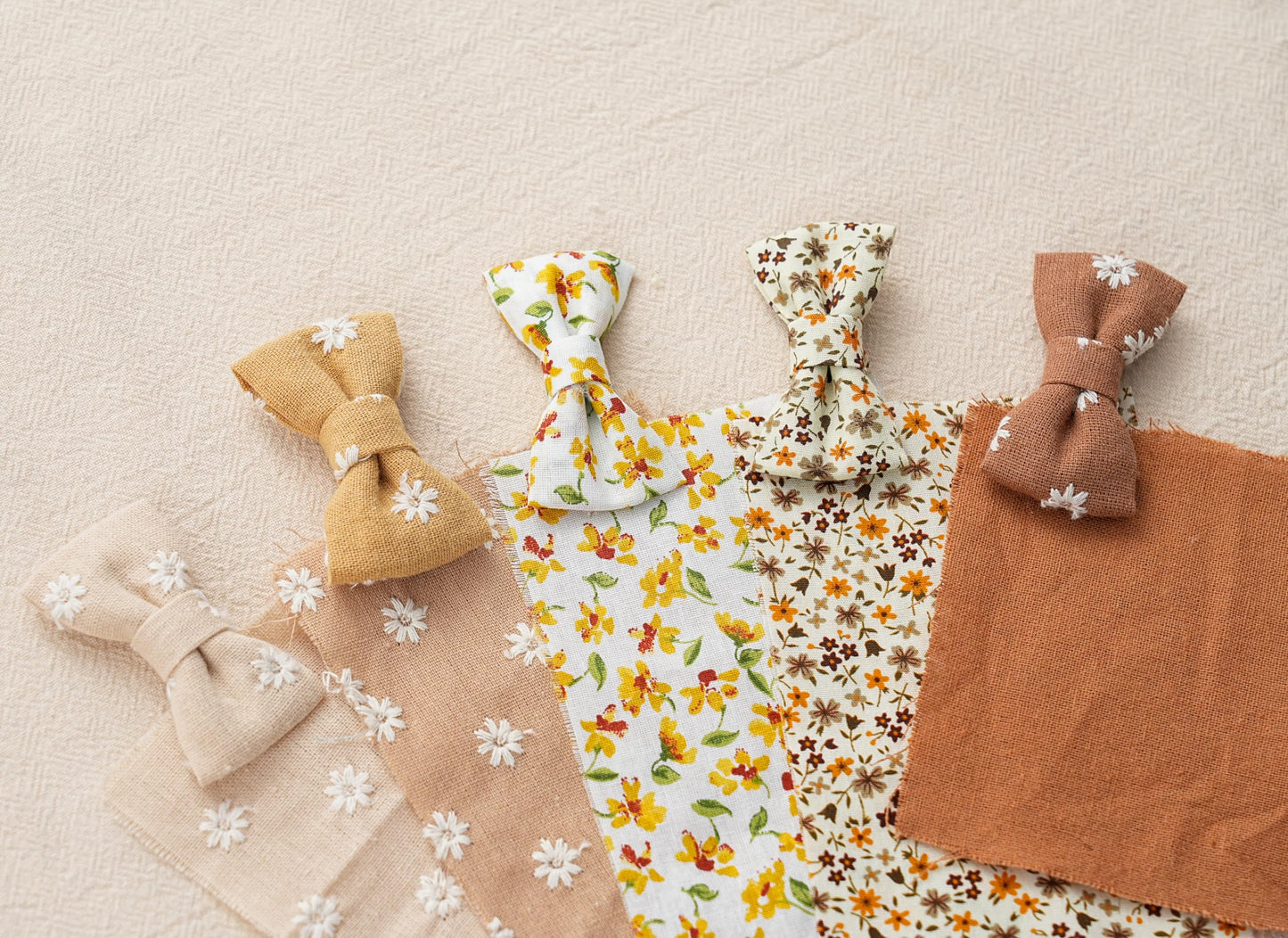 Baby Toddler Girls Hair Ties With Linen Bows Embroidered Flower,20 Pcs No Damage Elastic Nylon Hair Bands Ponytail Holders,Small