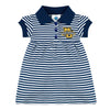 College Baby Striped Game Day Polo Dress With Bloomer - Marquette Golden Eagles Logo - Navy/White - 3-6 Months