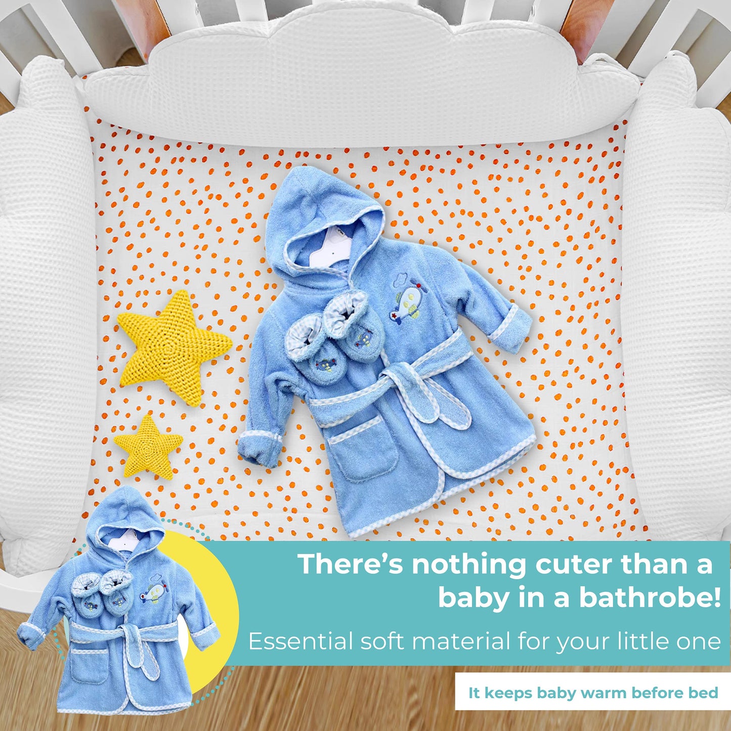 Spasilk Hooded Terry Bathrobe With Booties, Blue Plane, One Size