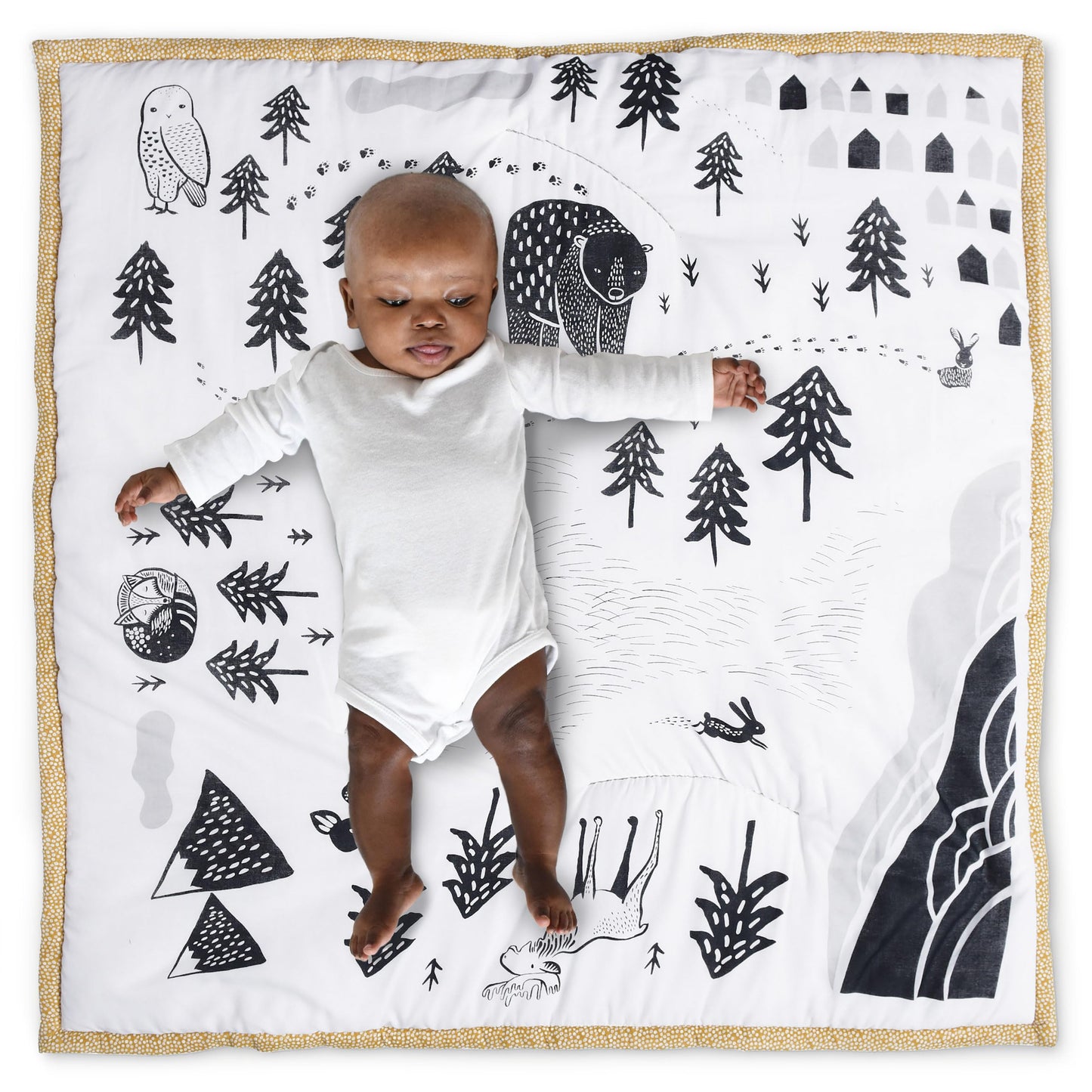 Wee Gallery Explore Play Mat for Babies - Reversible Floor Mat for Tummy Time Made with Sustainable Materials - Padded Activity
