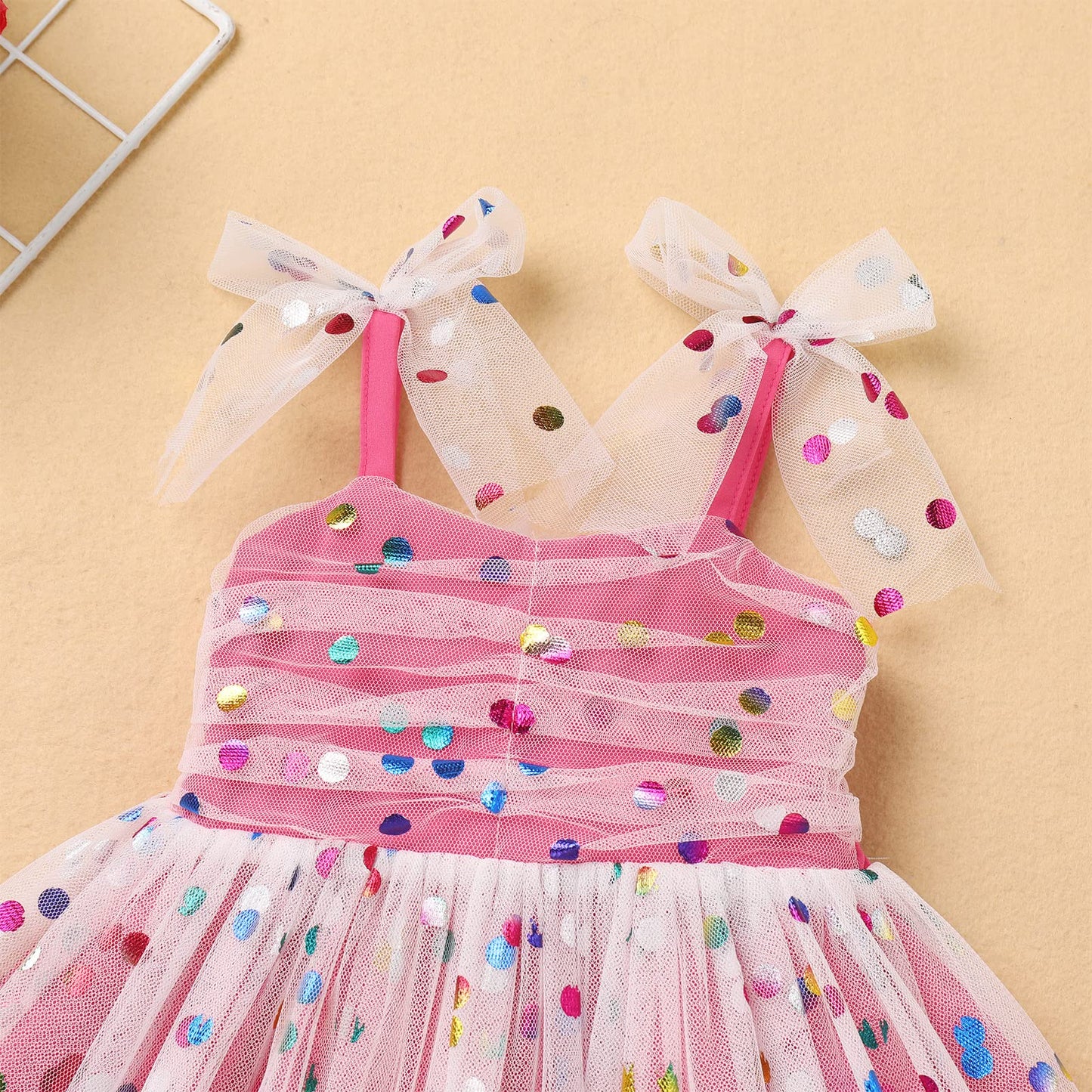 Idopip Baby Girls Sequin Polka Dot Tutu Dress Summer Sleeveless Princess Birthday Party Dresses Toddler Little Girl First Commun