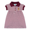 College Baby Striped Game Day Polo Dress With Bloomer - Arizona State Sun Devils Trident Logo - Maroon/White - 12 Months