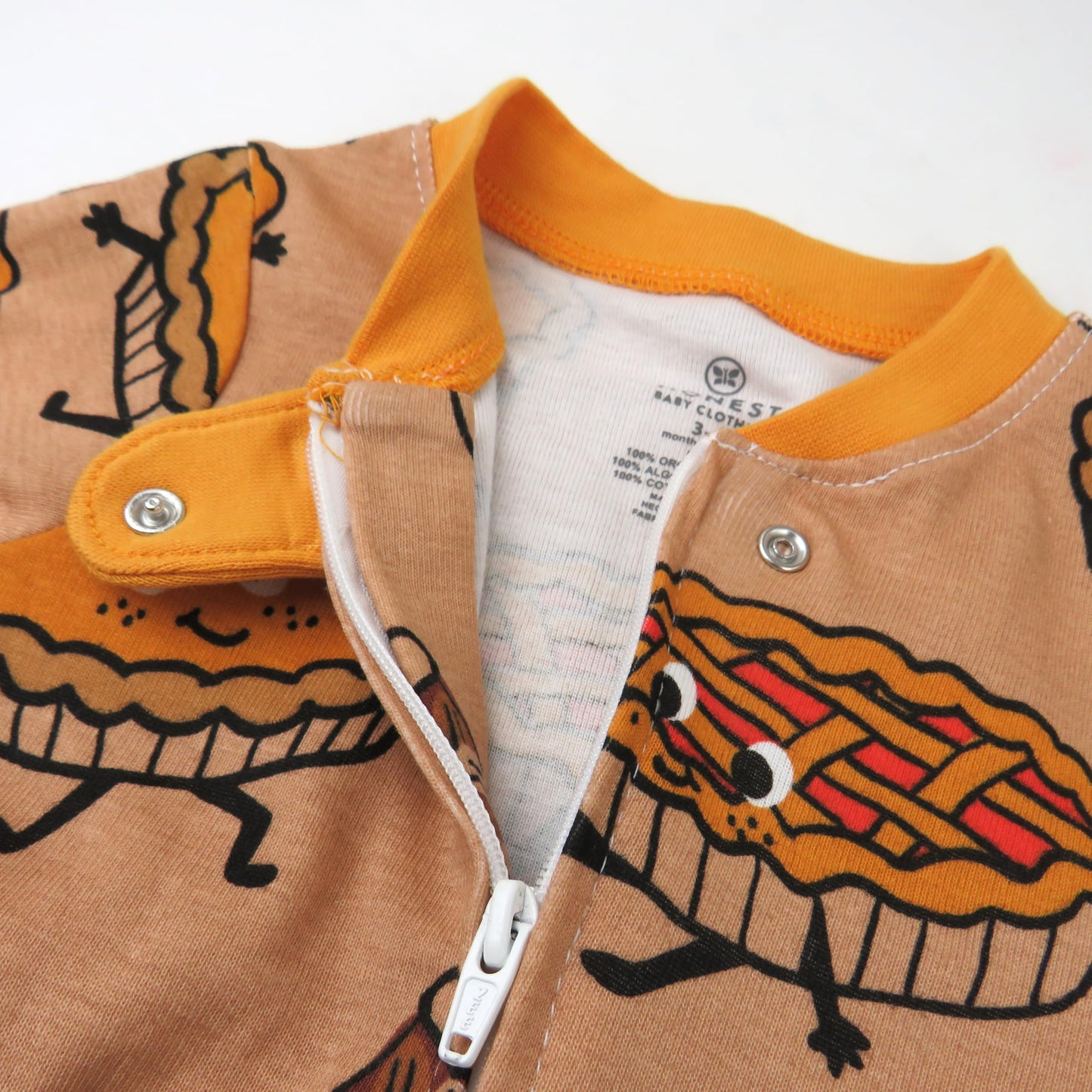 Honestbaby Baby Celebration Sleep & Play Footed One-Piece Pajama Sleeper 100% Organic Cotton, Pie Party, Newborn