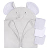 Gerber Baby 4 Piece Animal Character Hooded Towel And Washcloth Set, Grey Elephant, One Size
