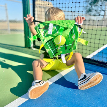 Baby Jack & Co 10x10 Tennis Sports Lovey Sensory Plush Blanket - Tag Toys for Babies - Baby Stroller Toys - Learn Shapes, Let