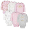 Gerber Baby Girls' 6-Pack Long-Sleeve Onesies Bodysuits, Princess Pink, 3-6 Months