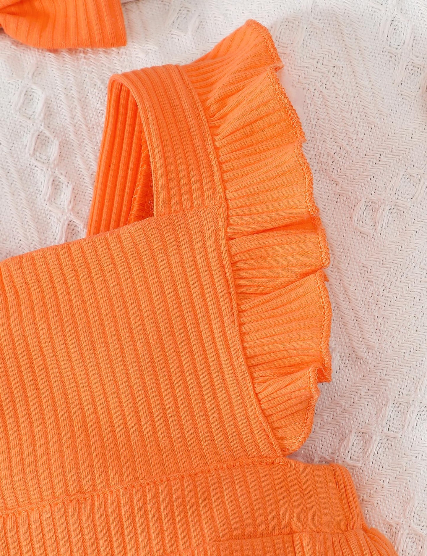 Fullfamous Infant Baby Girl Clothes Outfits Romper Spring Summer Onesie Bodysuit Clothing Ropa De Bebe Nia Orange 3-6 Months
