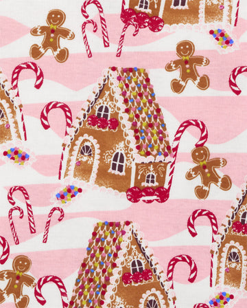 The Children'S Place Girls' Matching Christmas Pajama Set, Pink Gingerbread, 4T