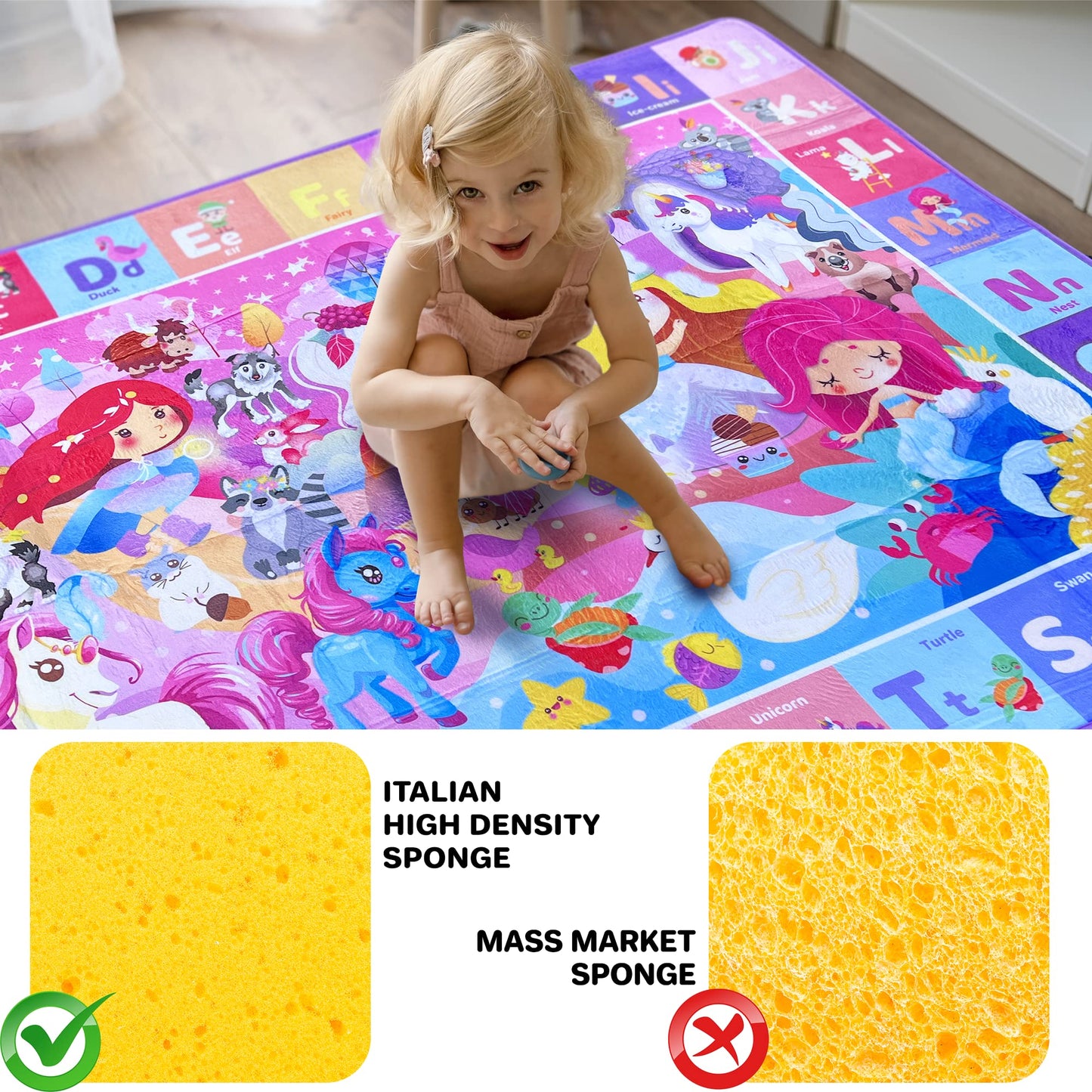 Quokka Large Baby Mat For Floor - Plush Abc Rug For Toddlers Infants - Extra Thick Padded Non-Slip Nursery Rug For Babies Ages 1