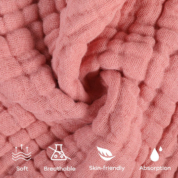 Yoofoss Muslin Baby Washcloths 100% Cotton Face Towels 6 Pack Wash Cloths For Baby 12X12In Soft And Absorbent Baby Wipes (Bean P