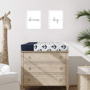 Sweet Jojo Designs Navy Blue White Anchors Boy Girl Baby Nursery Changing Pad Cover - Nautical Theme Ocean Sailboat Sea Marine S