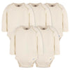 Gerber Unisex Baby Long Sleeve Solid Onesies Multi-Pack Interlock 180 Gsm, Natural